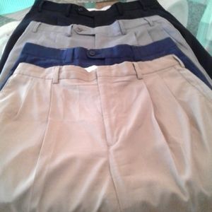 Bundle of 4  Mens Name Brand Dress Pants. 4 diff colors, all with bottom cuffs.